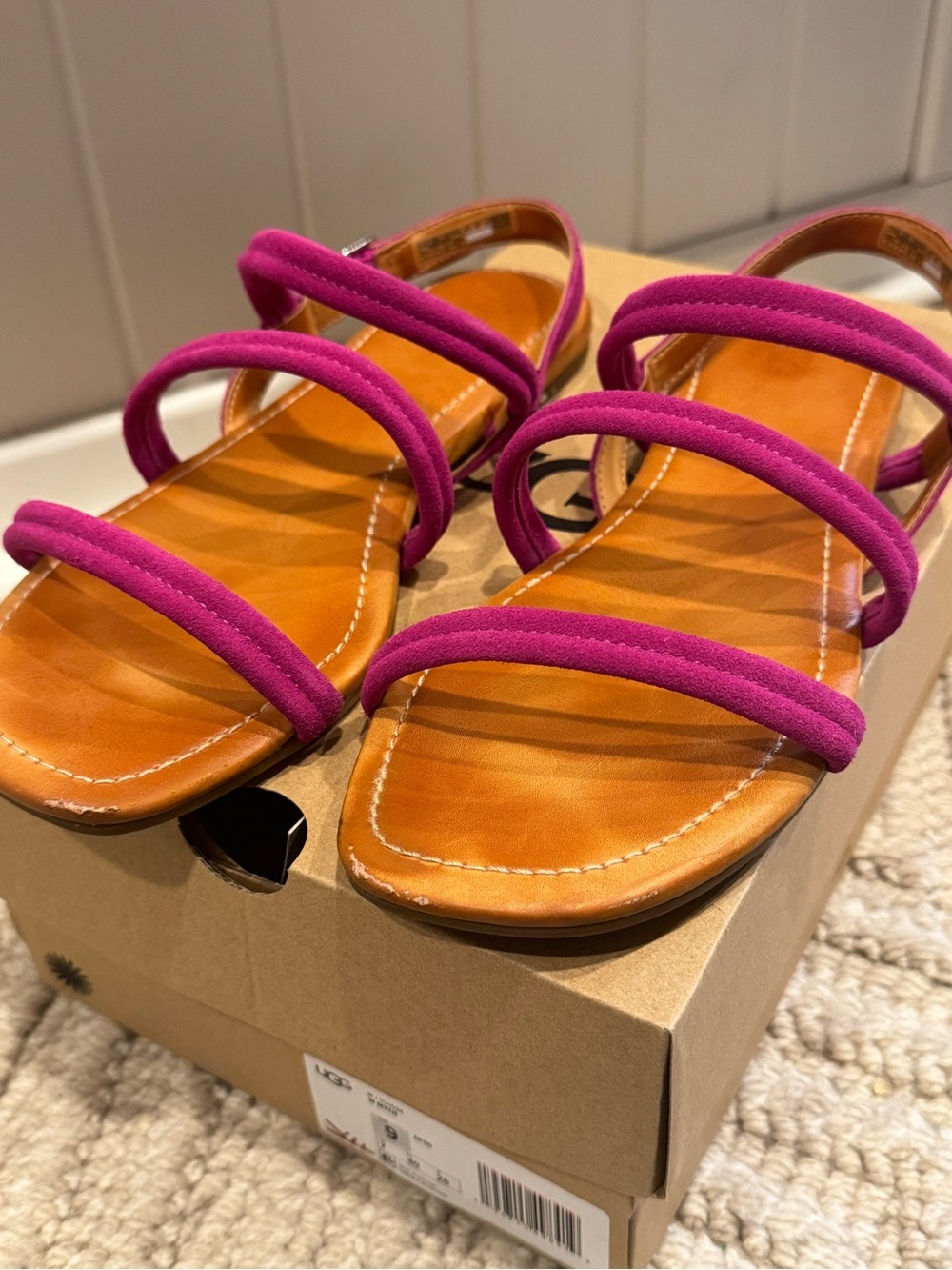 UGG Mytis Triple-Strap Fuchsia Sandals